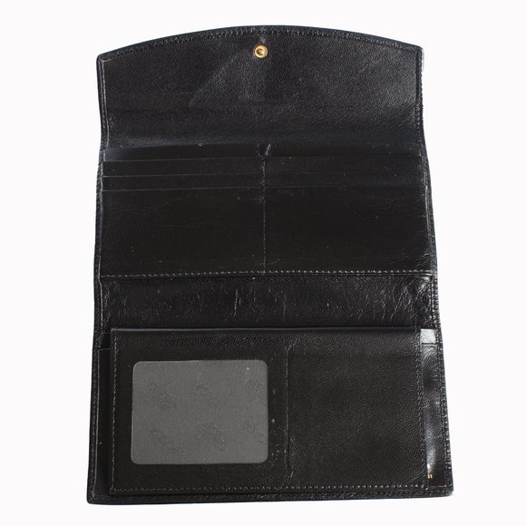 Bosca Wallet with Check Book Holder Black Leather Trifold Vintage - Picture 3 of 15